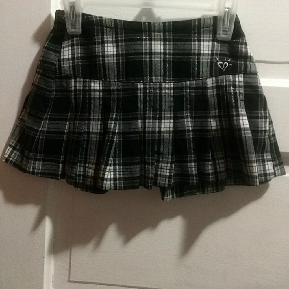 Black/white Plaid pleated skirt